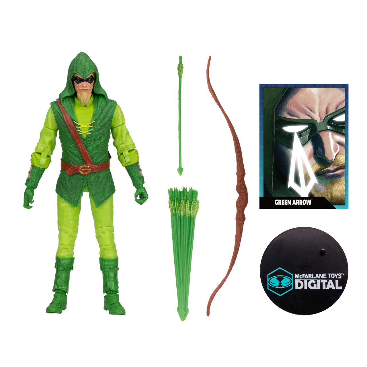 Green Arrow (Longbow Hunter) 7" Figure w/McFarlane Toys Digital Collectible